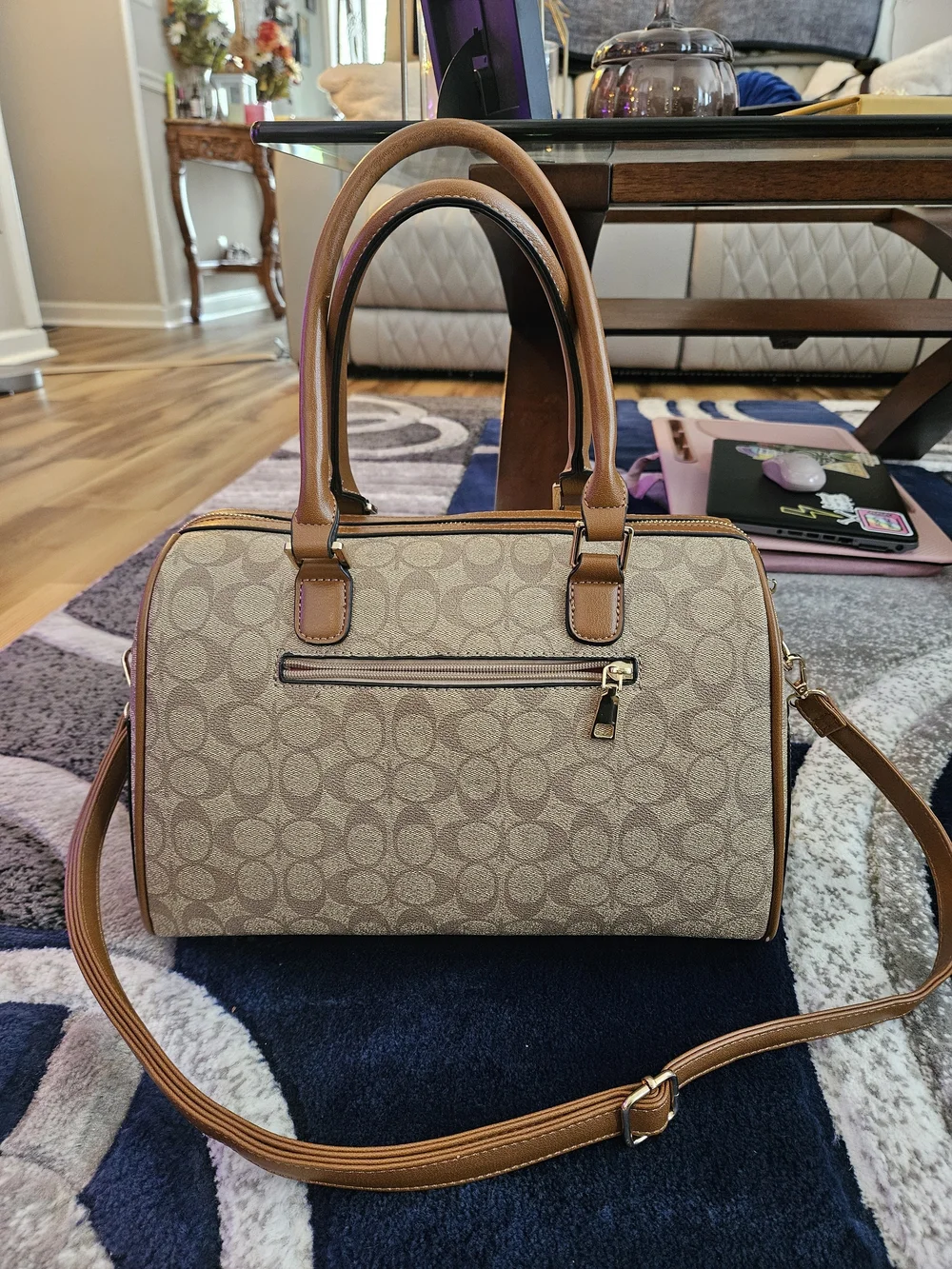Non-branded Brown And Tan Domed Handbag